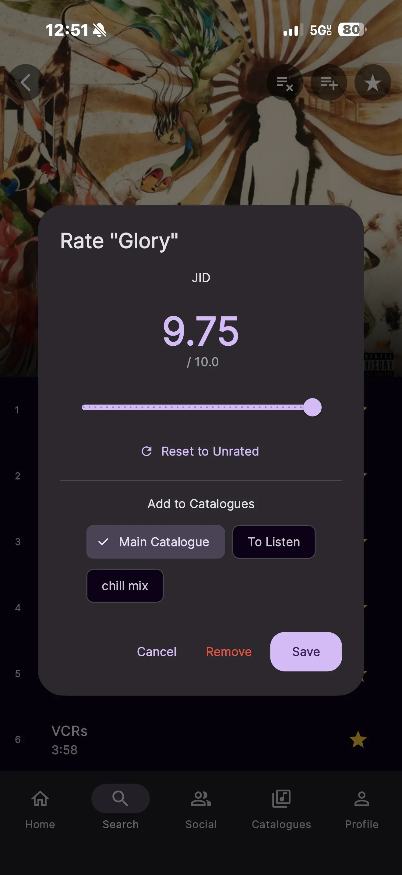 Waverate Rating Interface on iPhone